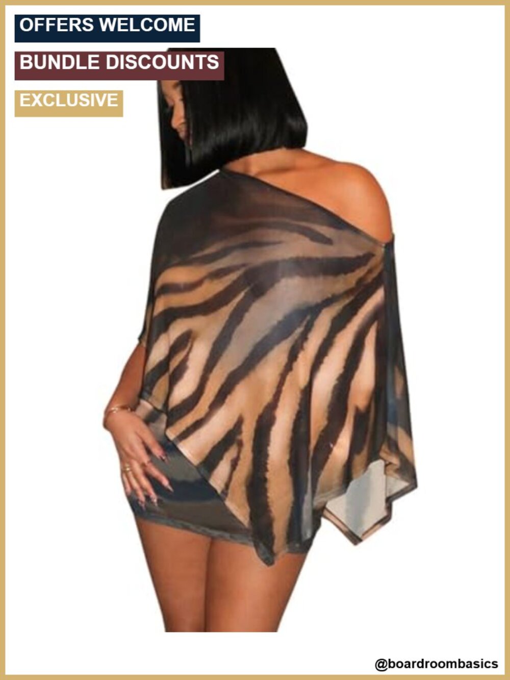 Wuitrie Two Piece Set Animal Print Off Shoulder Poncho Top Mini Skirt Clubwear